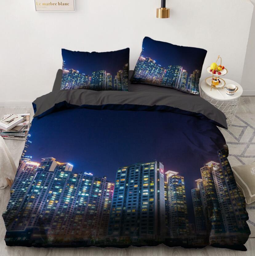 3D Night City House 11125 Bed Pillowcases Quilt