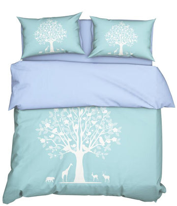 3D Light Green Background White Tree 11167 Bed Pillowcases Quilt
