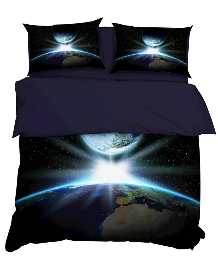 3D Earth Moon Starlight 11110 Bed Pillowcases Quilt