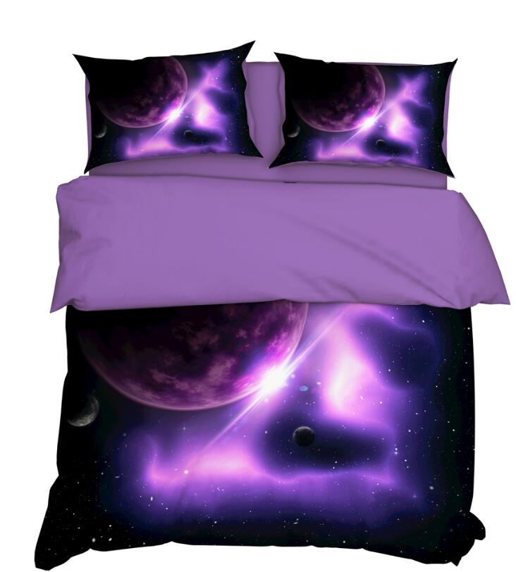 3D Planet Purple Light 11116 Bed Pillowcases Quilt