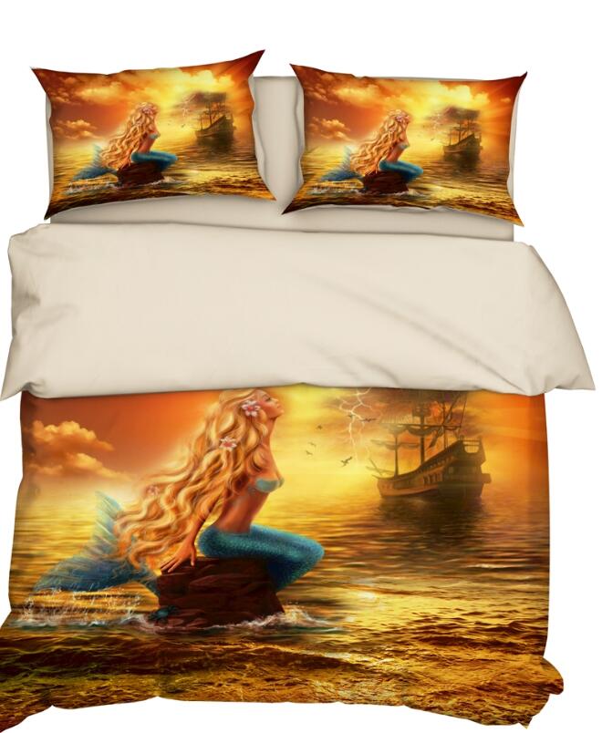 3D Sea Ferry Mermaid 11199 Bed Pillowcases Quilt