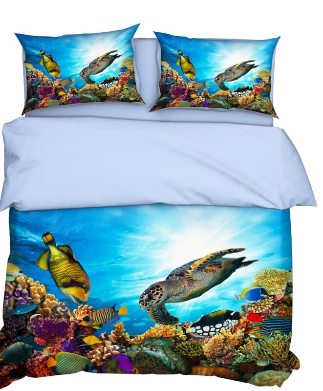 3D Coral Sea Turtle Seabed 9926 Bed Pillowcases Quilt