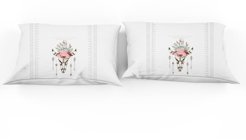 3D Deer Head Flower White 9920 Bed Pillowcases Quilt