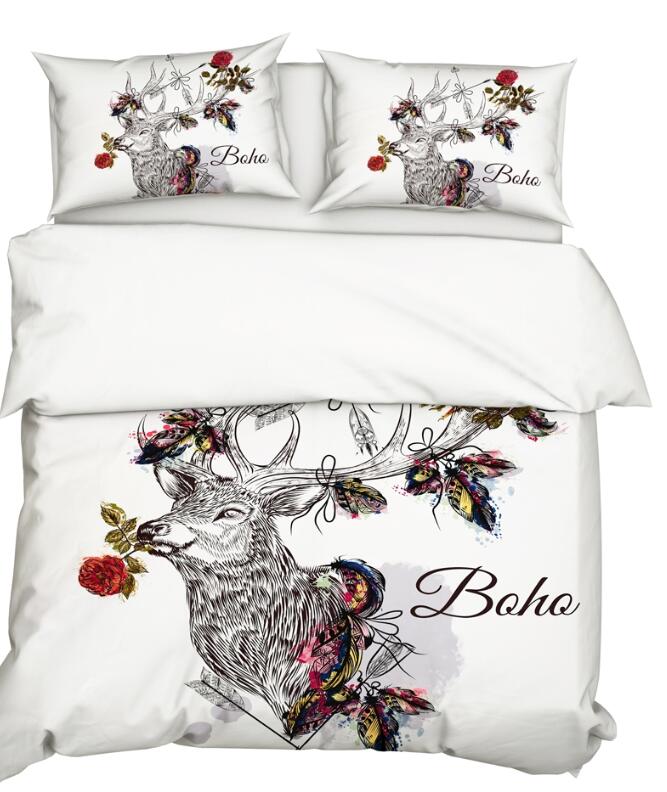 3D Deer Flower 9922 Bed Pillowcases Quilt