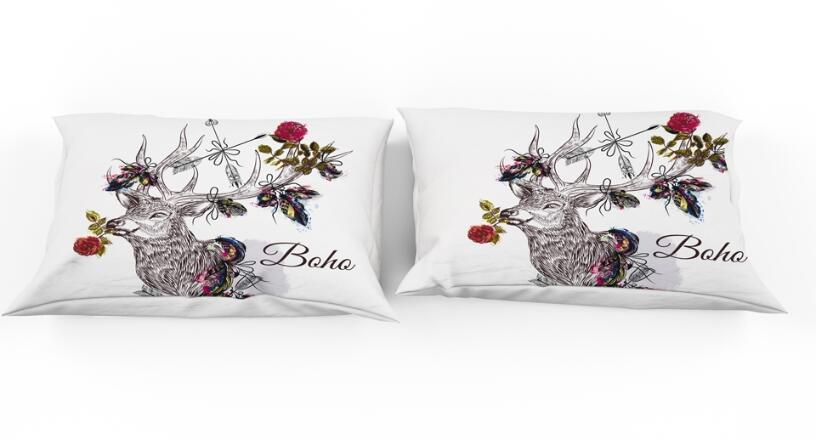 3D Deer Flower 9922 Bed Pillowcases Quilt