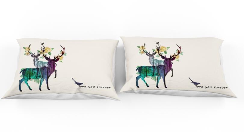 3D Two Deer Shadow 9924 Bed Pillowcases Quilt