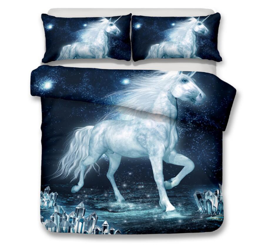3D Crystal Unicorn 6129 Bed Pillowcases Quilt