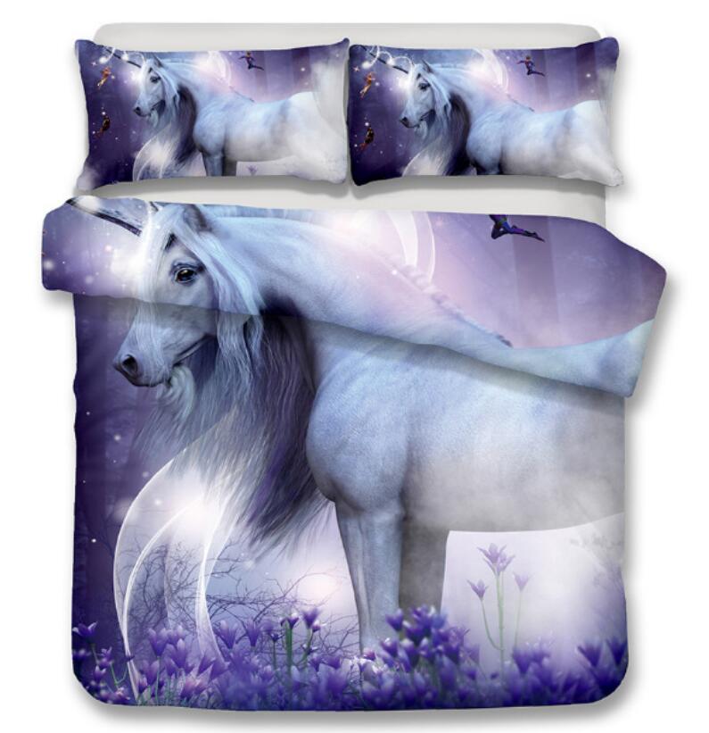 3D Romantic Unicorn 6130 Bed Pillowcases Quilt