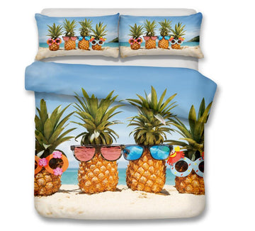3D Beach Pineapple 6126 Bed Pillowcases Quilt