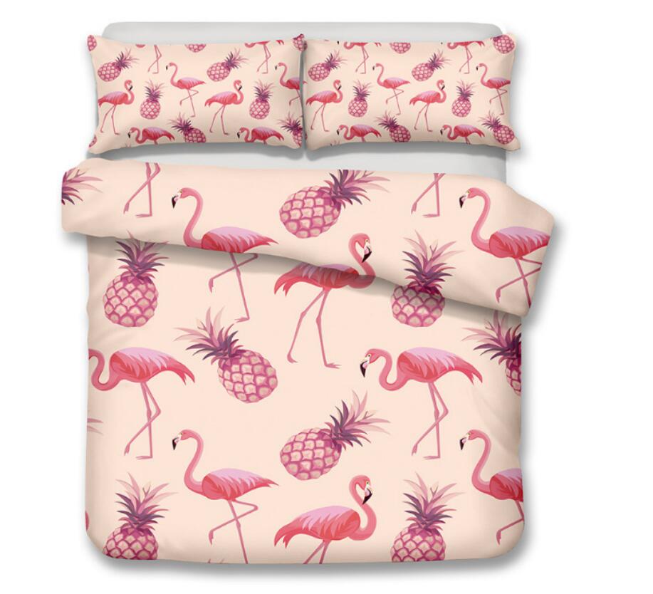 3D Pineapple Flamingo 6093 Bed Pillowcases Quilt