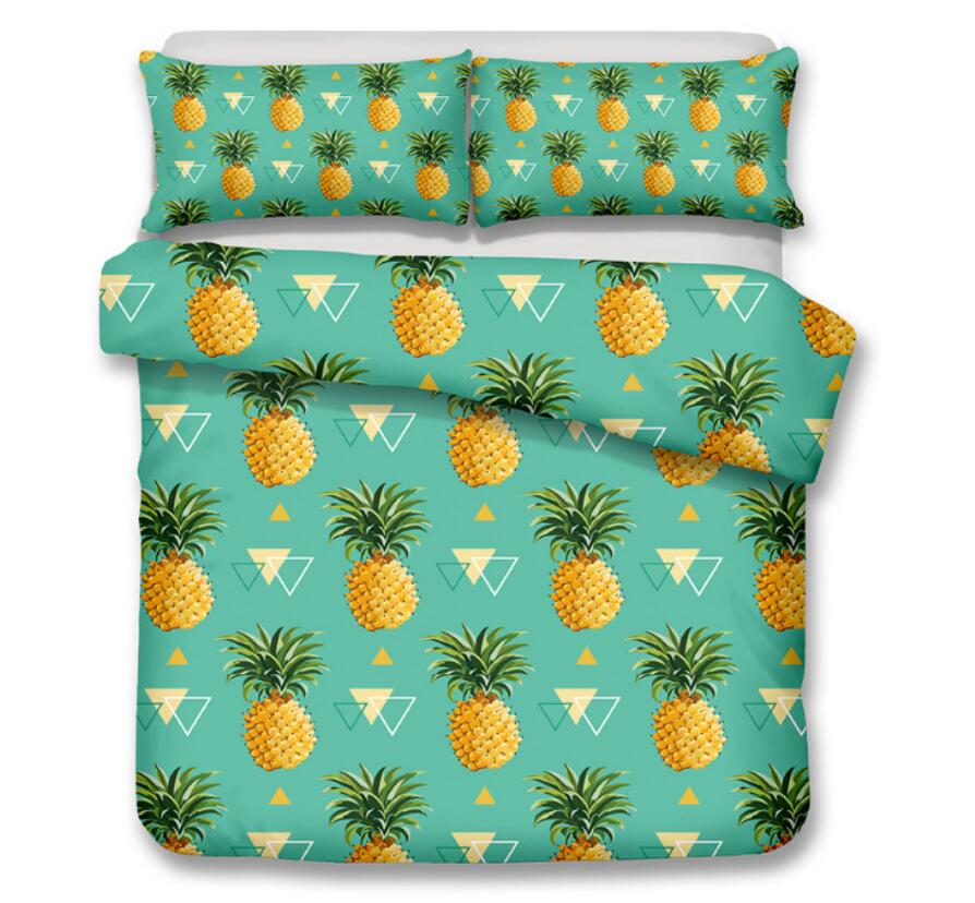 3D Pineapple On Green 6125 Bed Pillowcases Quilt