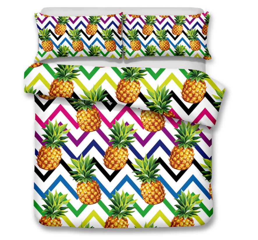 3D Gradient Line Pineapple 6119 Bed Pillowcases Quilt