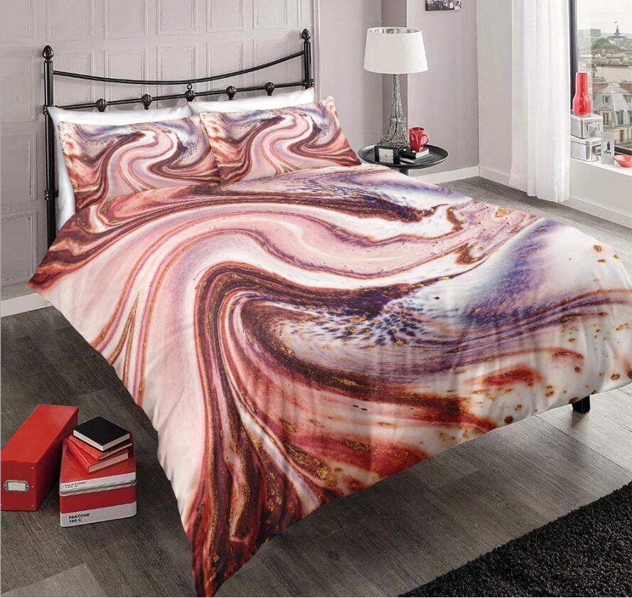 3D Red Marble Pattern 6107 Bed Pillowcases Quilt