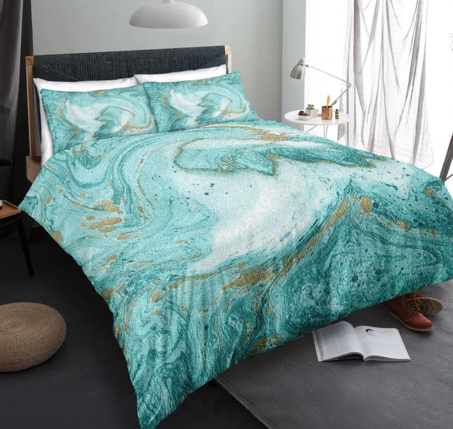 3D Light Green Marble Pattern 6110 Bed Pillowcases Quilt