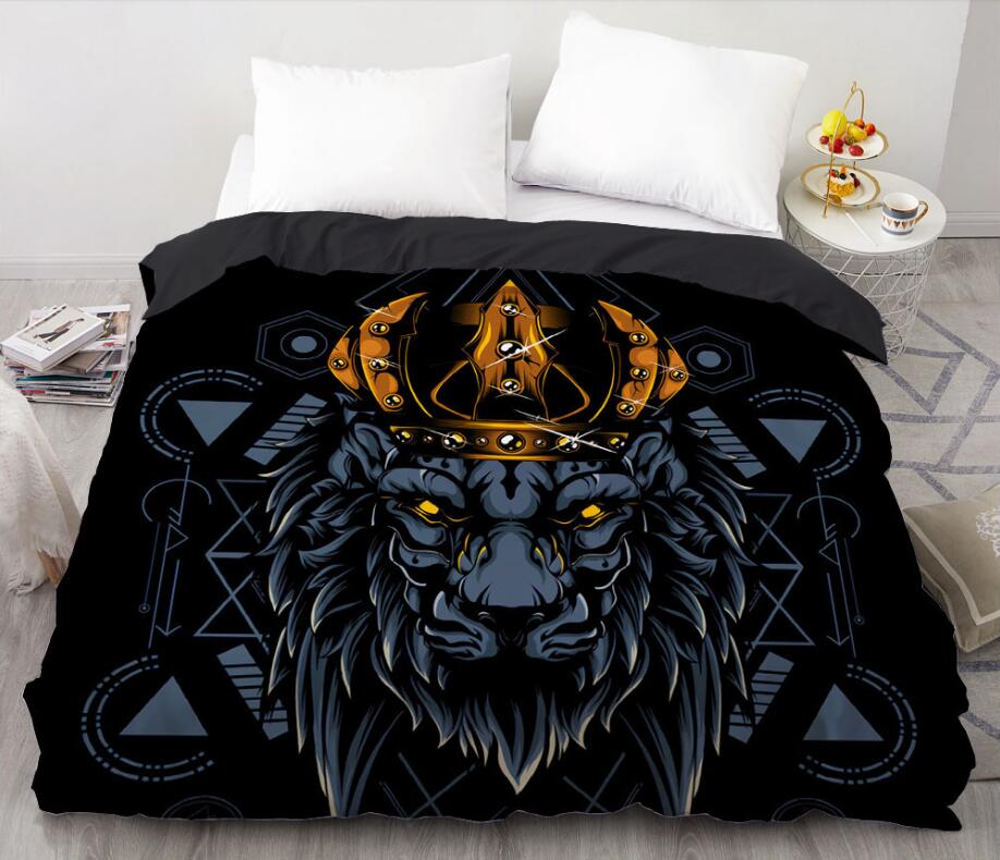 3D Lion Crown 99194 Bed Pillowcases Quilt