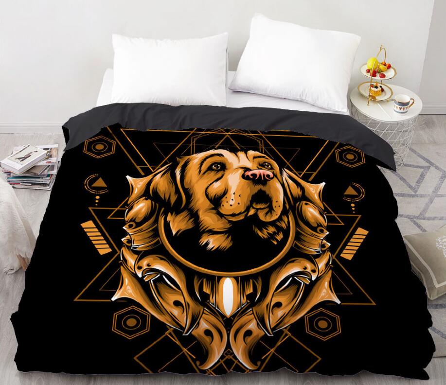 3D Gold Dog 99197 Bed Pillowcases Quilt