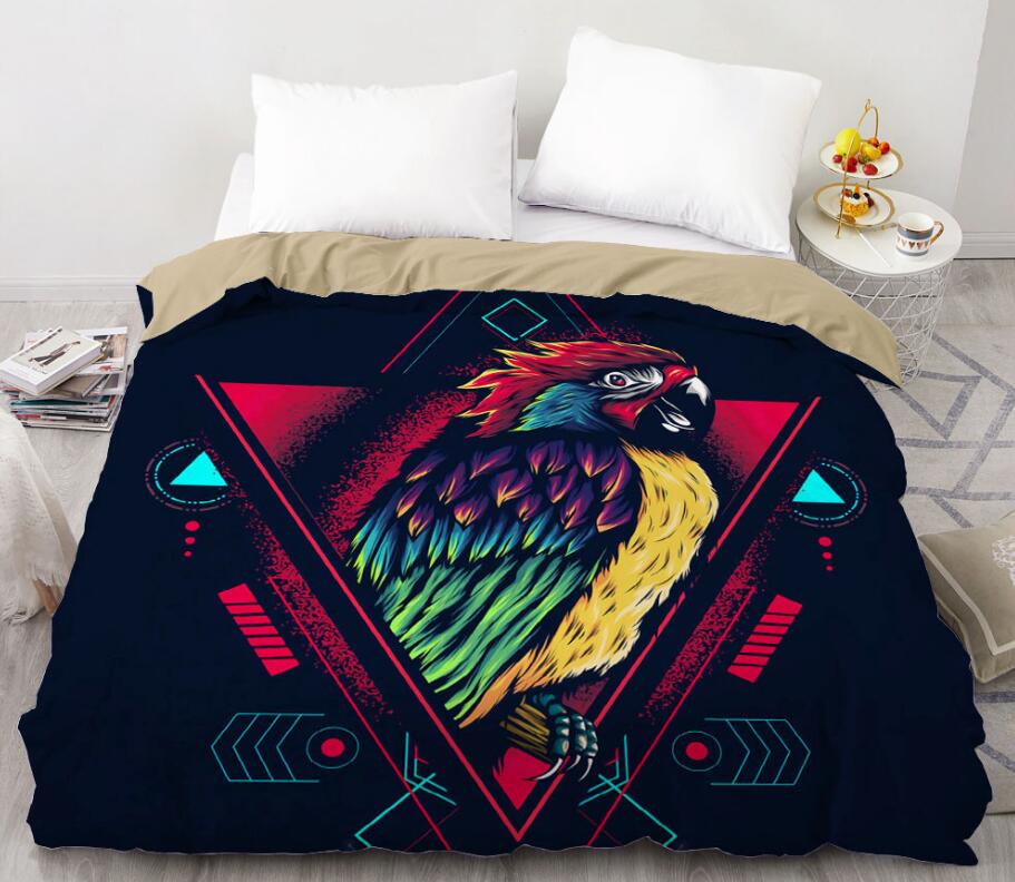 3D Parrot Triangle 99199 Bed Pillowcases Quilt