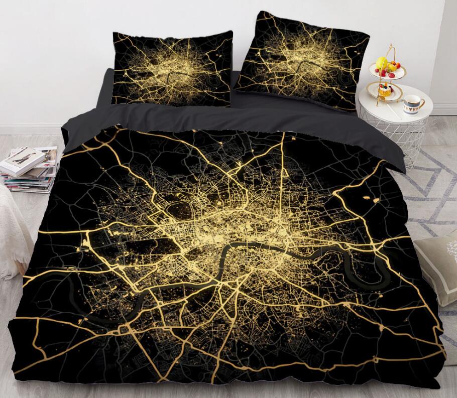 3D Golden Line 8889 Bed Pillowcases Quilt