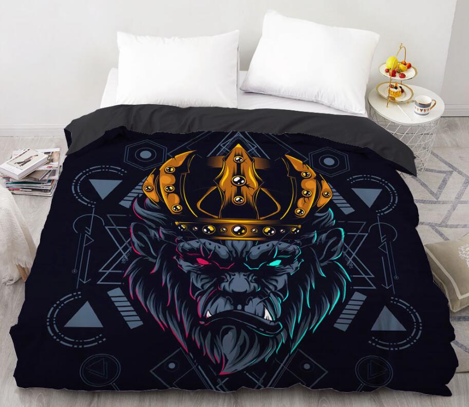 3D Lion Crown Triangle 99145 Bed Pillowcases Quilt