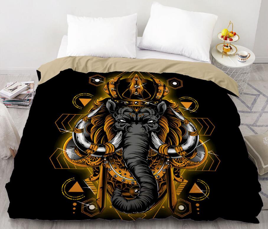 3D Elephant Crown 8802 Bed Pillowcases Quilt