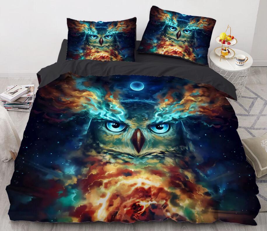 3D Owl Galaxy 8853 Bed Pillowcases Quilt