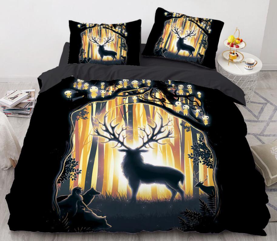 3D Forest Deer Light 8882 Bed Pillowcases Quilt