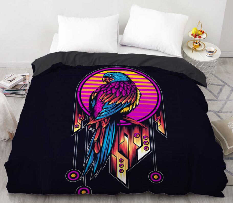 3D Parrot Circle 8803 Bed Pillowcases Quilt