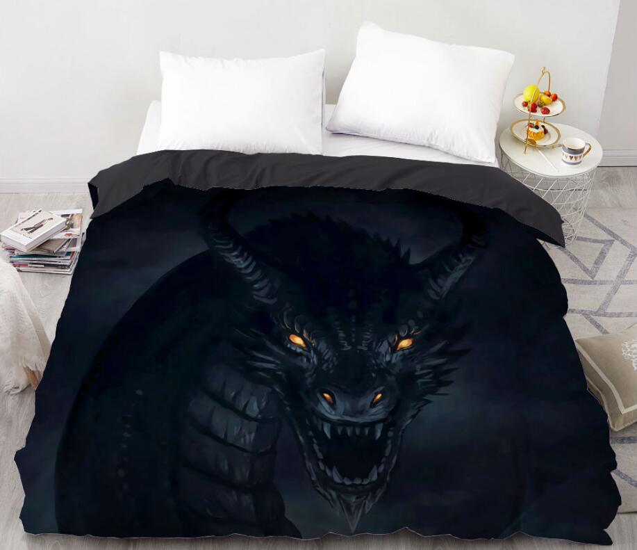 3D Black Dragon 8855 Bed Pillowcases Quilt
