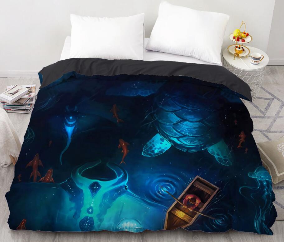 3D River Ferry Fish Turtle 8857 Bed Pillowcases Quilt
