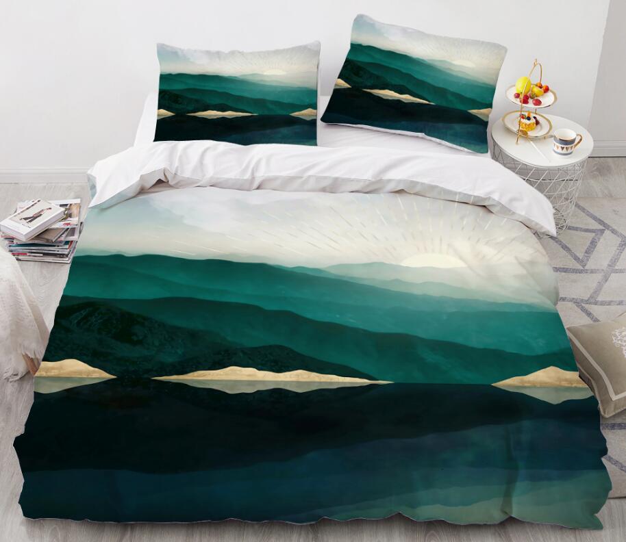 3D Green Mountain Peak 8873 Bed Pillowcases Quilt
