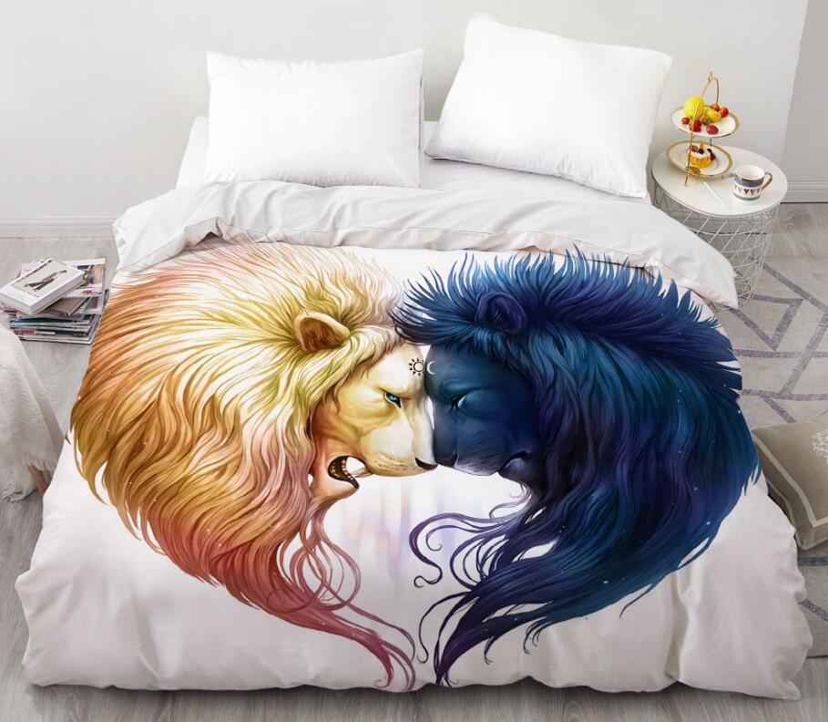 3D Two-Headed Lion 88108 Bed Pillowcases Quilt