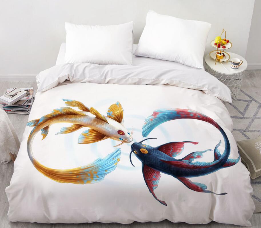 3D Double Fish 88111 Bed Pillowcases Quilt