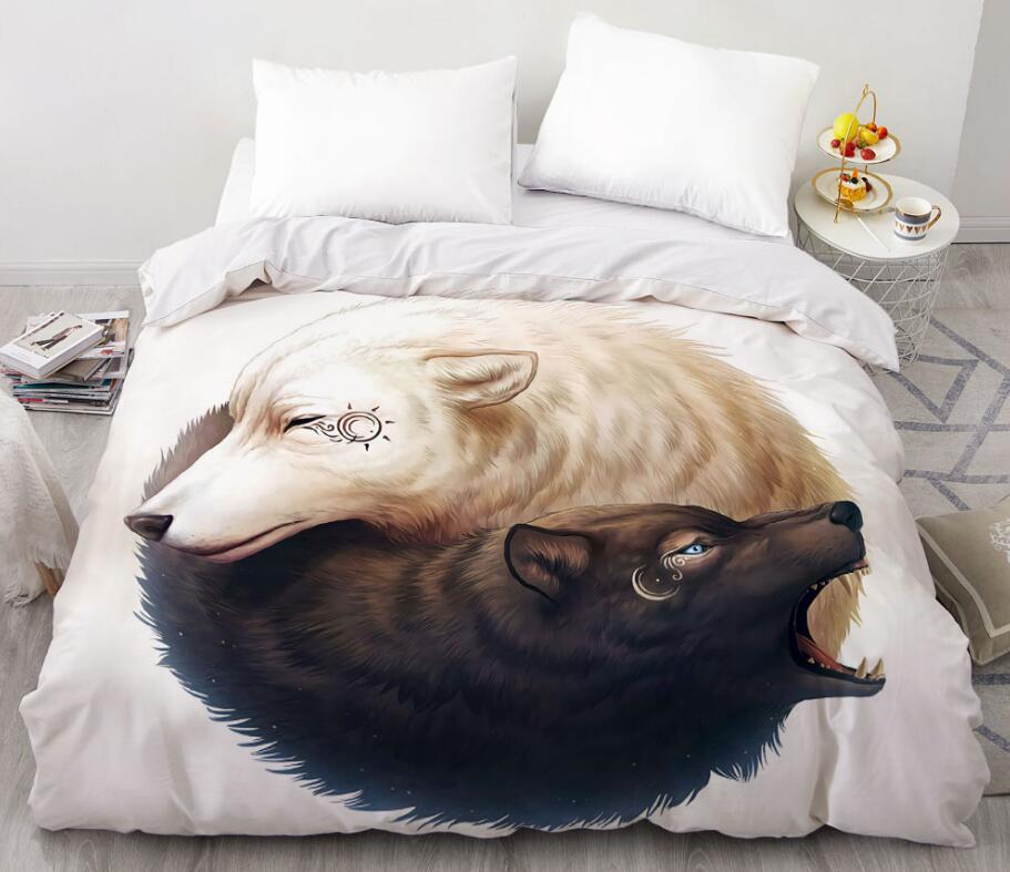 3D Double Wolf 88113 Bed Pillowcases Quilt
