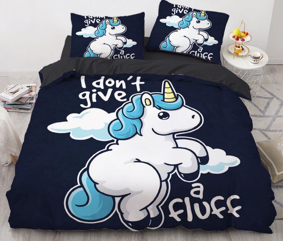 3D Cartoons Unicorn Cloud 8817 Bed Pillowcases Quilt