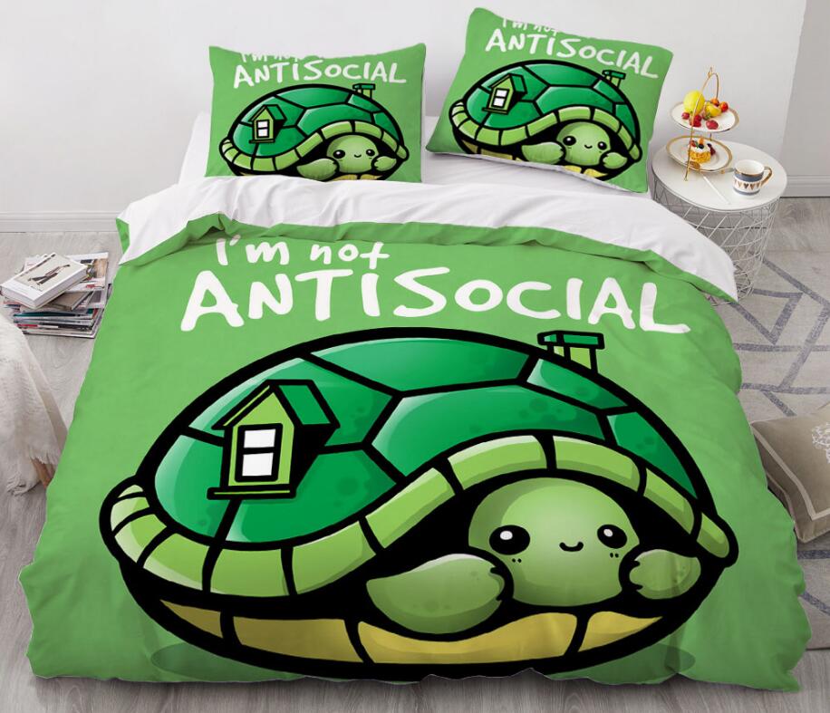 3D Cartoons Tortoise House 8823 Bed Pillowcases Quilt