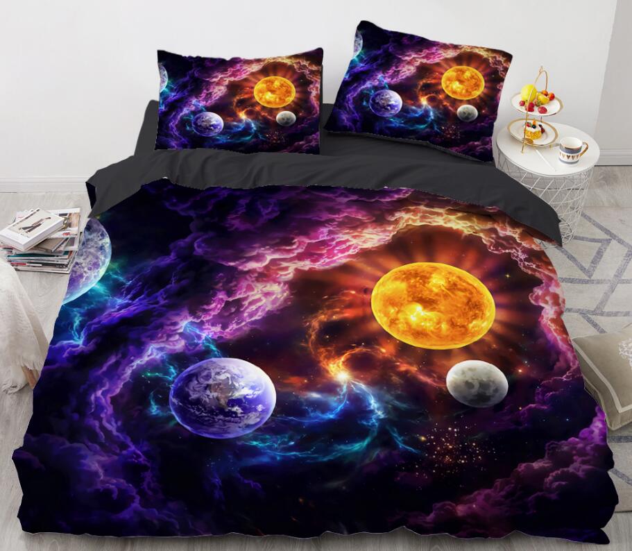 3D Galaxy Planet Sun 8871 Bed Pillowcases Quilt