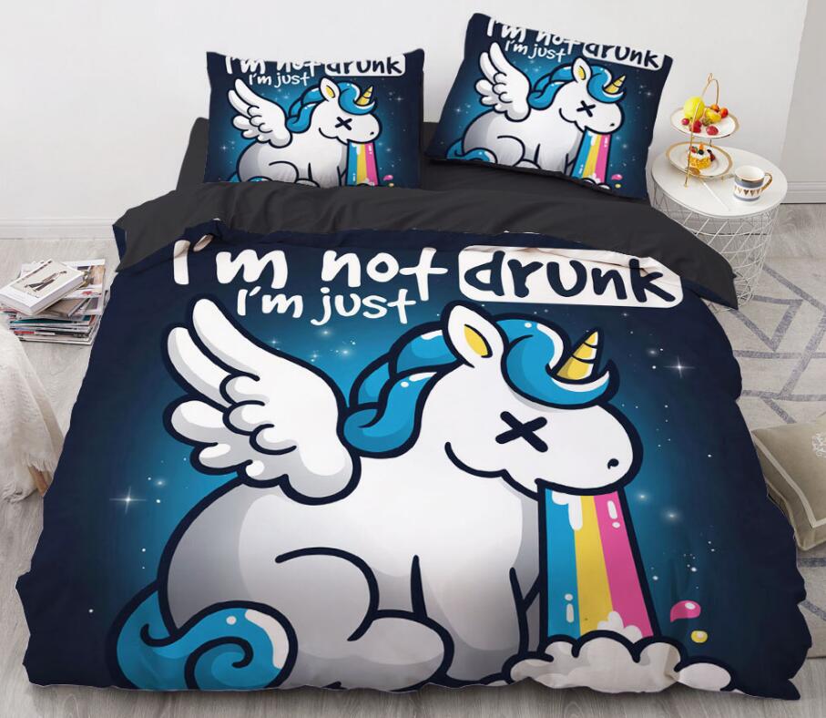 3D Cartoons Unicorn Spit Rainbow 8827 Bed Pillowcases Quilt