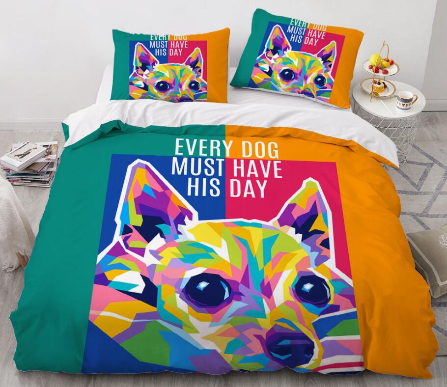 3D Color Dog 8842 Bed Pillowcases Quilt