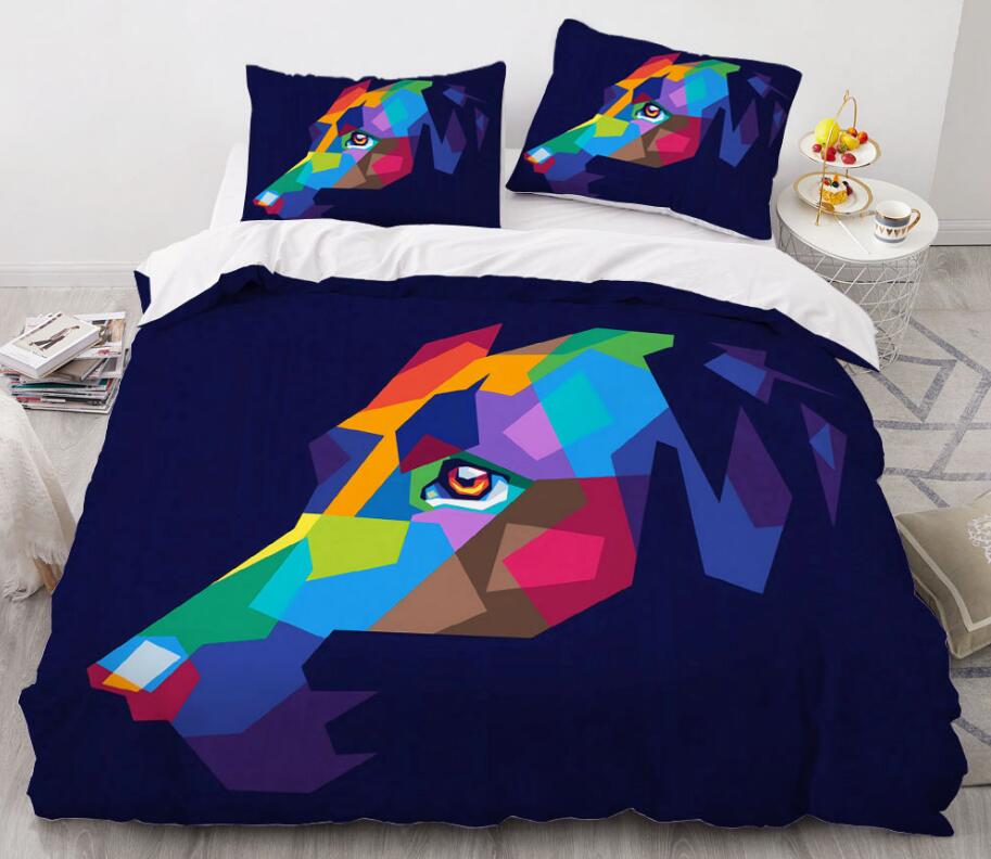 3D Color Dog Head 8845 Bed Pillowcases Quilt