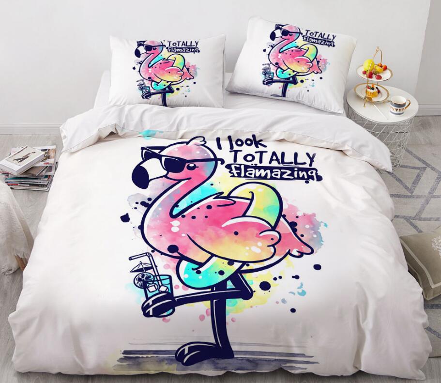 3D Cartoons Flamingo 8812 Bed Pillowcases Quilt
