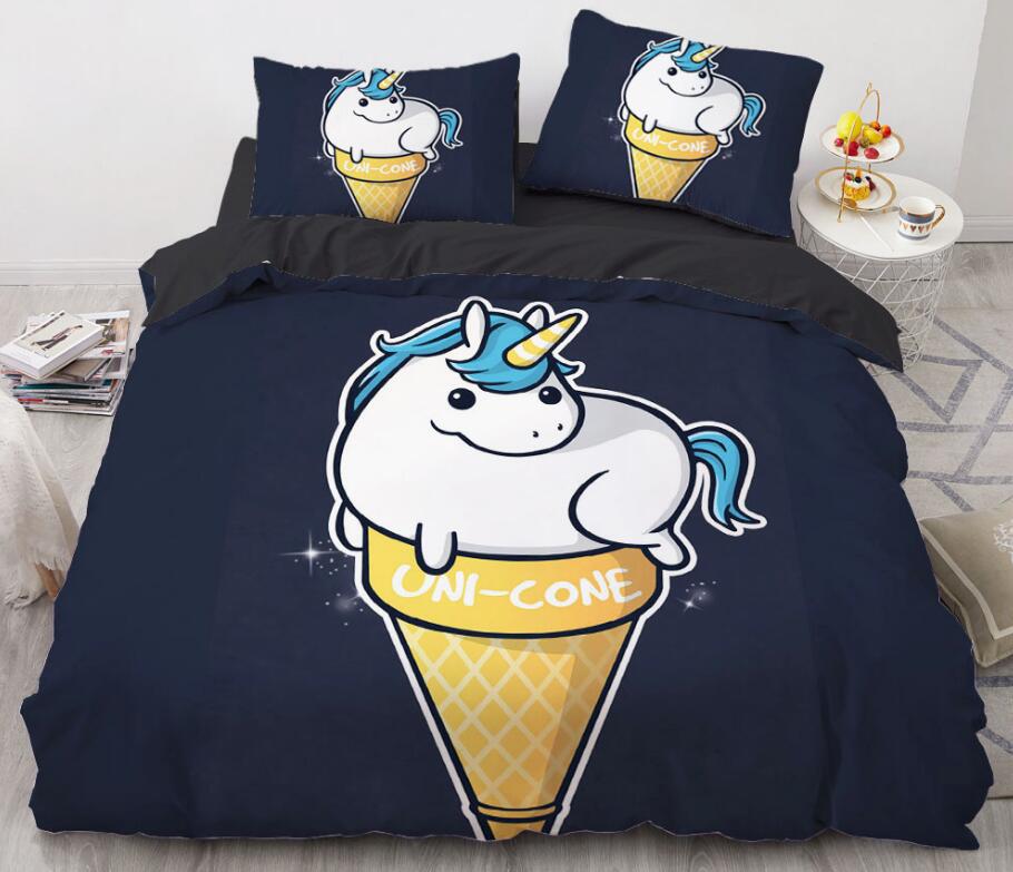 3D Cartoons Cone Unicorn 8813 Bed Pillowcases Quilt