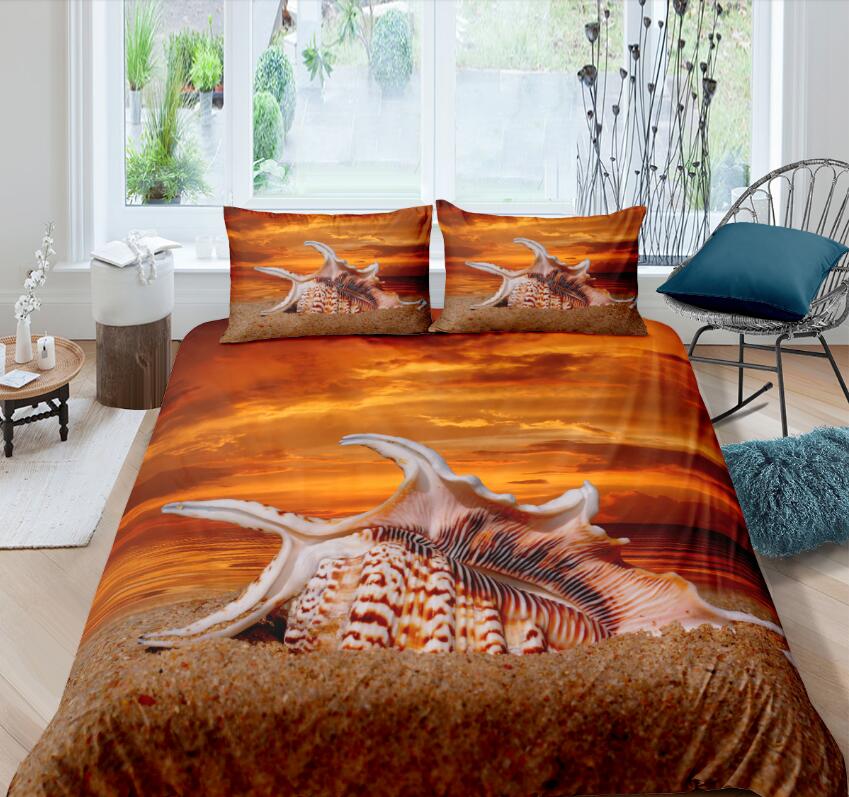 3D Beach Conch 8897 Bed Pillowcases Quilt