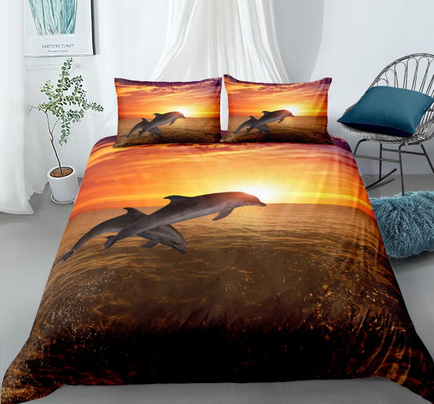 3D Ocean Dolphin Jumping 8898 Bed Pillowcases Quilt