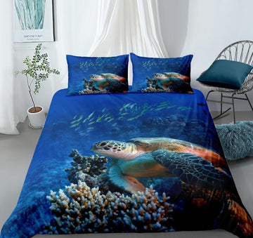 3D Sea Turtle Coral 8899 Bed Pillowcases Quilt