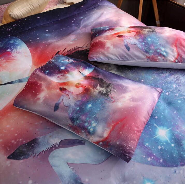3D Unicorn Starry Sky 88107 Bed Pillowcases Quilt