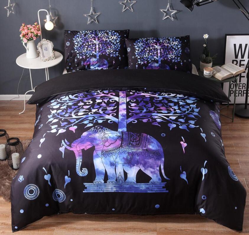 3D Purple Elephant Tree 99147 Bed Pillowcases Quilt