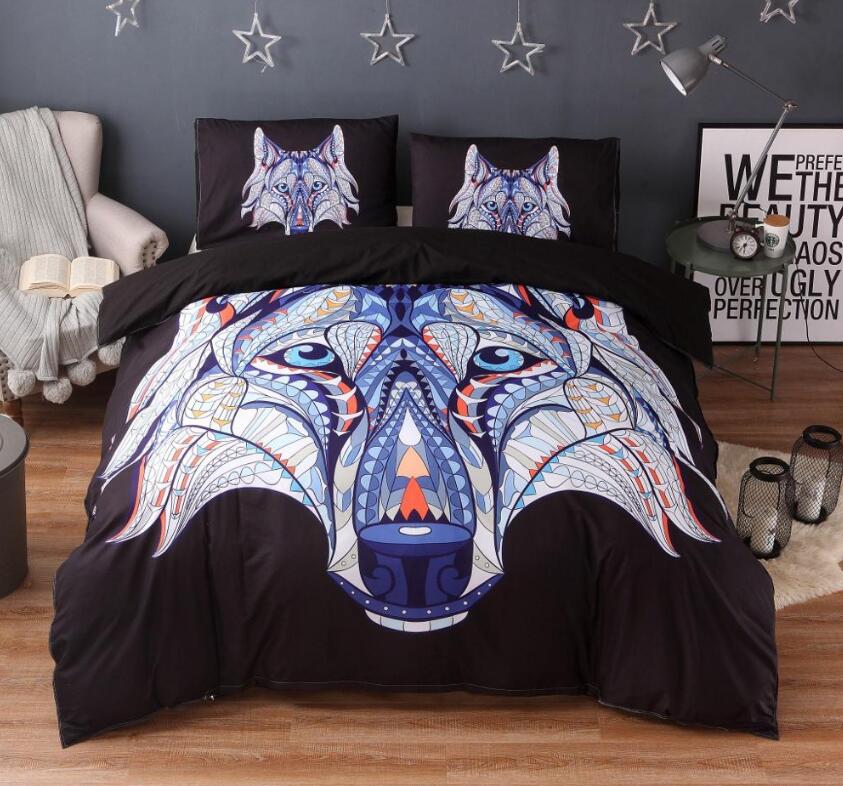 3D Wolf Pattern 99185 Bed Pillowcases Quilt