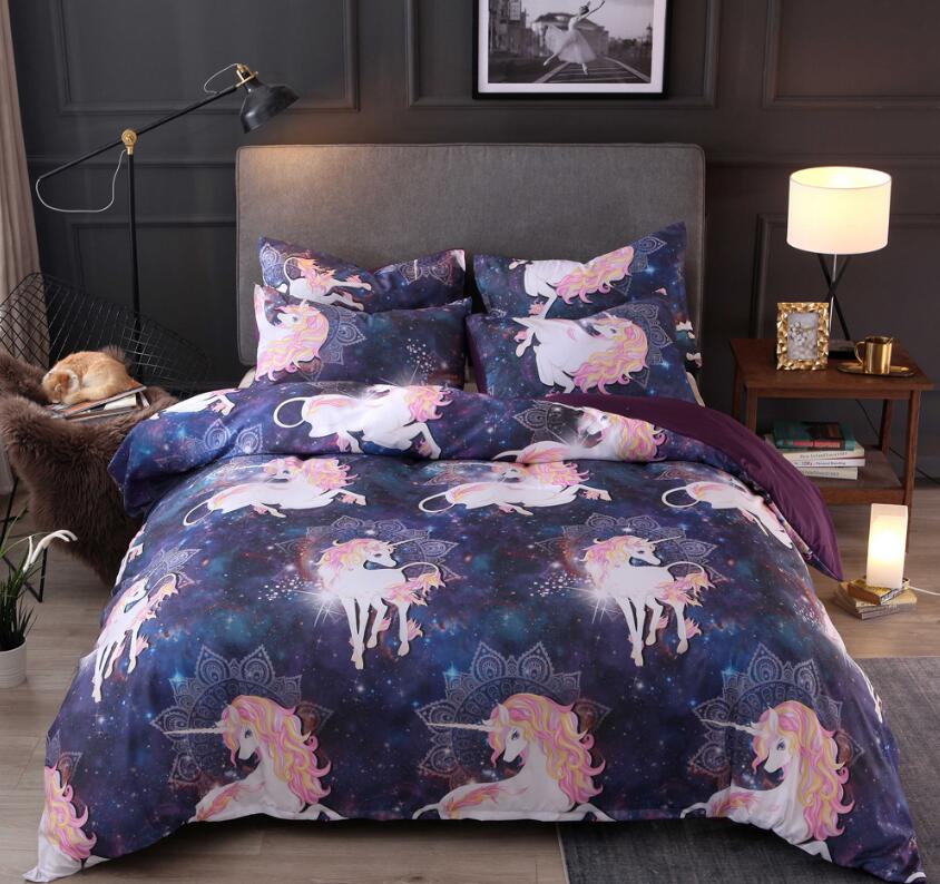 3D Starry Sky Unicorn 9960 Bed Pillowcases Quilt