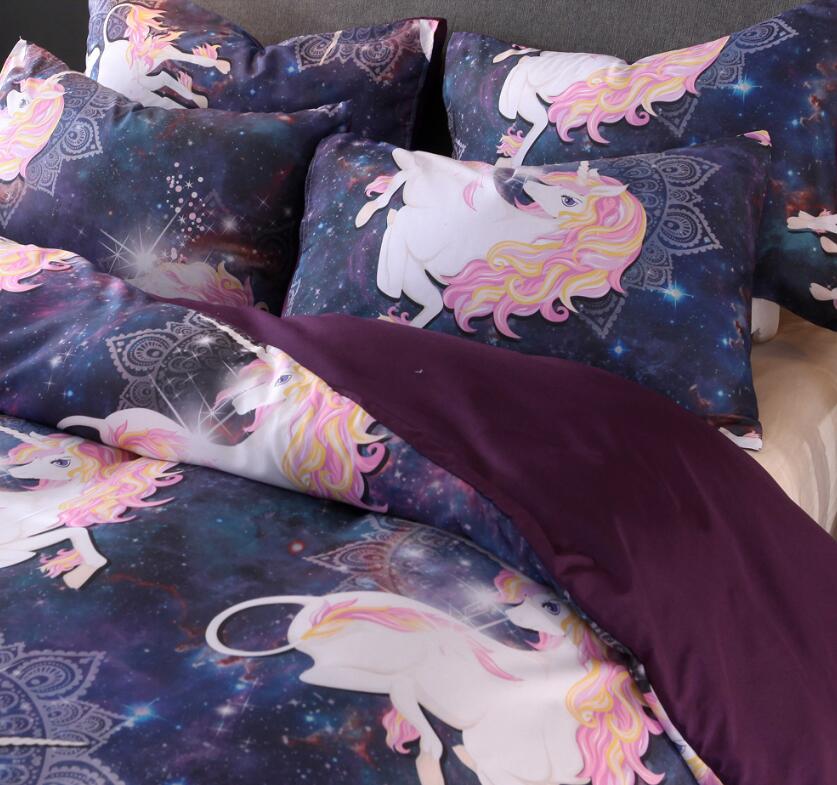 3D Starry Sky Unicorn 9960 Bed Pillowcases Quilt