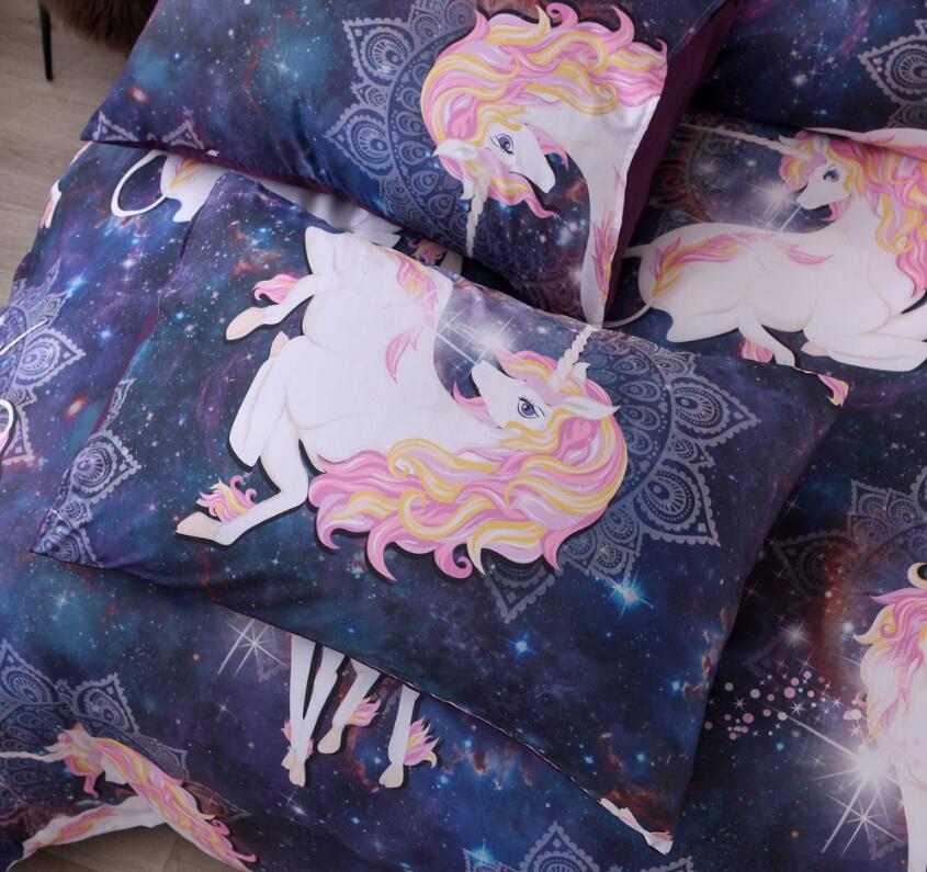3D Starry Sky Unicorn 9960 Bed Pillowcases Quilt